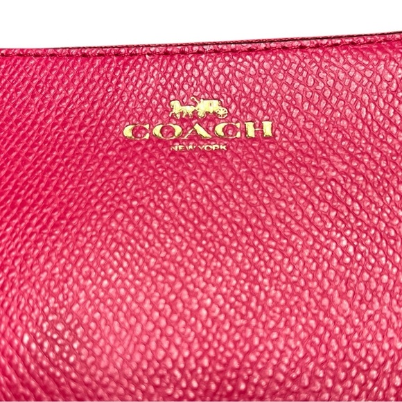 Coach Corner Zip Wristlet 6.25” x 4” x .5” - Cerise (fuchsia) with hang tag - Picture 3 of 10